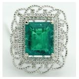 14kt Gold 8.16 ct Emerald & Diamond Ring