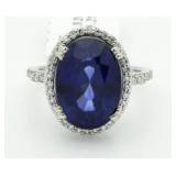 14kt Gold Oval 9.62 ct Sapphire & Diamond Ring