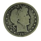 1907-D Barber Silver Half Dollar