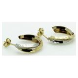 14kt White & Yellow Gold Hoop Earrings