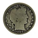 1907-O Barber Silver Half Dollar