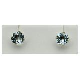 10Kt Gold Genuine Round Blue Topaz Stud Earrings