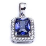 Emerald Cut Ceylon Sapphire Designer Pendant