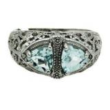 Genuine 1.31 ct Blue Topaz & Diamond Ring