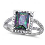 Emerald Cut 2.75 ct Mystic Topaz Designer Ring