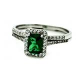 Emerald Cut 2 pc Emerald Bridal Set