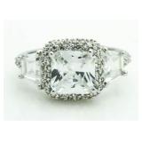 Stunning Cushion Cut White Sapphire Ring