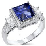 Princess Cut 2.50 ct Tanzanite & Baguette Ring