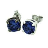 Blue Iolite 2.00 ct Solitaire Earrings