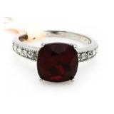 Cushion Cut Red Swarovski Designer Ring