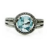 Genuine 2.5 ct Blue Topaz & Diamond Ring