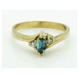 14kt Gold London Blue Topaz & Diamond Ring