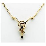 14kt Gold Genuine Sapphire & Diamond Necklace