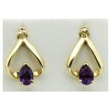 14kt Gold Amethyst & Diamond Earrings