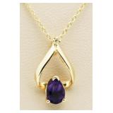 14kt Gold Amethyst & Diamond Pendant