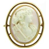 10kt Gold Vintage Pink Shell Cameo