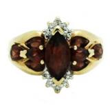 10kt Gold Genuine Garnet & Diamond Ring