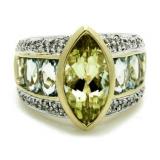 14kt Gold Peridot, Topaz & Diamond Ring