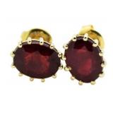 10kt Gold Oval 4.00 ct Garnet Earrings