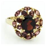 10kt Gold Garnet & Pink Tourmaline Dinner Ring