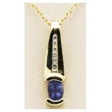 14kt Gold Tanzanite & Diamond Pendant