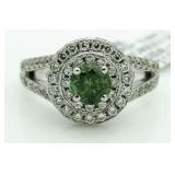 14kt Gold 1.74 ct Fancy Green & White Diamond Ring