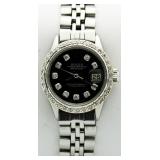 Ladies Oyster Date Black Dial Rolex w