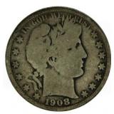 1908-O Barber Silver Half Dollar