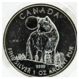 2011 Canada 1 Oz. Pure Silver Wolf Argent Pur