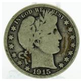 1915-S Barber Silver Half Dollar