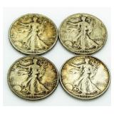 (4) 1934, 35-S, 36, 37 Walking Liberty Halves