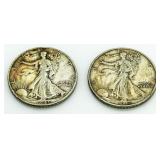 (2) 1941 & 42 (D) Walking Liberty Silver Halves