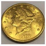 1907 BU Liberty $20 Gold Piece