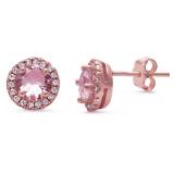 Round 2.00 ct Morganite Solitaire Earrings