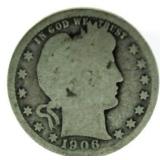 1906-O Barber Silver Quarter *Better Date