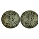 (2) 1938 & 39 Walking Liberty Silver Halves