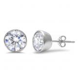 Bezel Set 1.00 ct White Topaz Solitaire Earrings