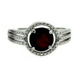 Genuine 2.21 ct Garnet & Diamond Accent Ring