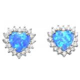 Australian Blue Opal Heart Shape Earrings