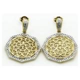 Large Diamond Accent Filligree Earrings