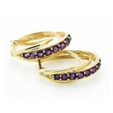 Purple Deep Amethyst Hoop Earrings