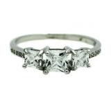 Princess Cut 2.00 ct White Topaz 3 Stone Ring