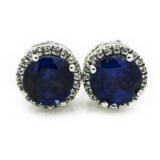 $650 Platilite 4.00 ct Sapphire Solitaire Earrings