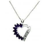 Genuine Amethyst & Diamond Heart Pendant