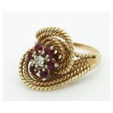 14kt Gold Antique Ruby & Diamond Ring