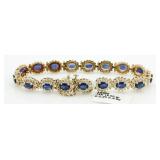 14kt Gold 11.25 ct Sapphire & Diamond Bracelet