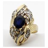 14kt Gold Antique 3.10 ct Sapphire & Diamond Ring