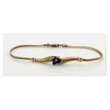 14kt Gold Large Amethyst & Diamond Bracelet