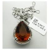 14kt Pear Cut 17.99 ct Citrine & Diamond Pendant