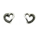 14kt Gold Diamond Heart Earrings